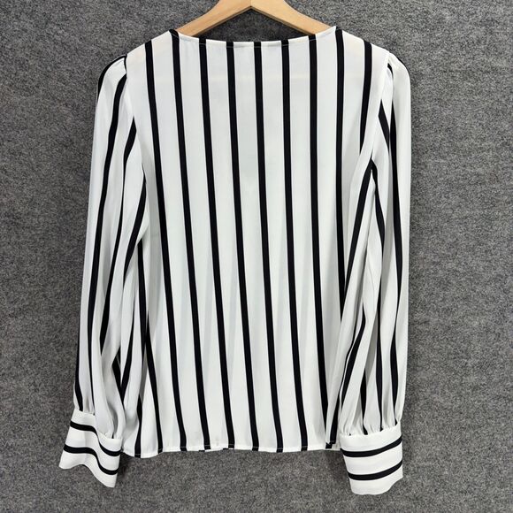 Express Blouse Women XS White Striped Long Sleeve V-Neck Pullover Casual - Picture 2 of 7